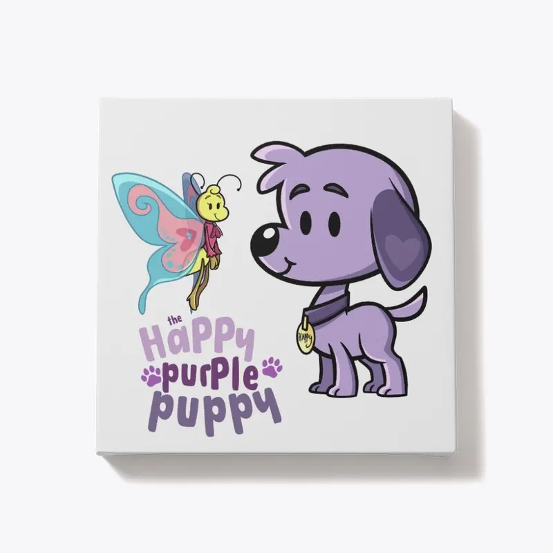 Happy Purple Puppy and Bula Butterfly