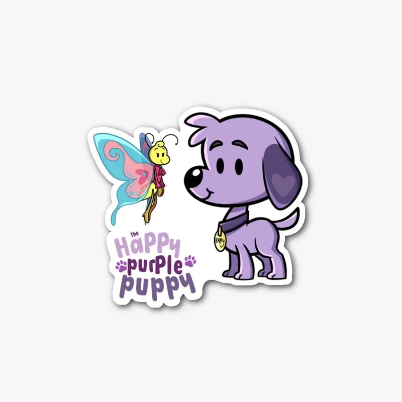 Happy Purple Puppy and Bula Butterfly