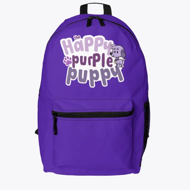 Happy Purple Puppy Logo Back Pack